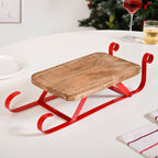 Wooden Sleigh Table Riser Serving Platter Nestasia