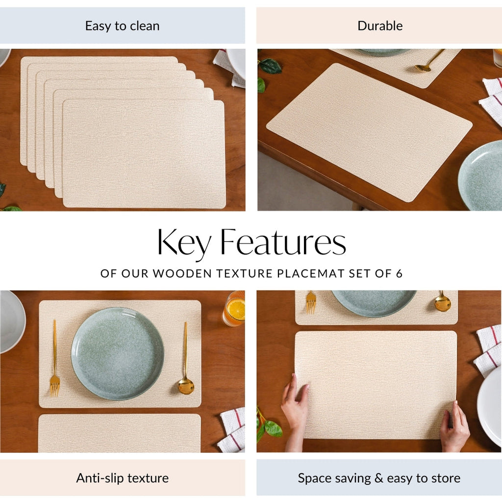 Wooden Texture Placemat Set Of 6 Nestasia