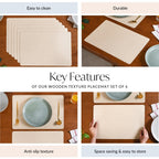 Wooden Texture Placemat Set Of 6 Nestasia