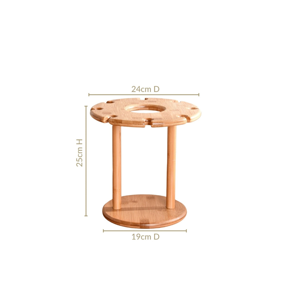 Mod Round Wooden Wine Bottle And Glass Holder Nestasia
