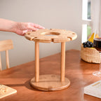 Mod Round Wooden Wine Bottle And Glass Holder Nestasia