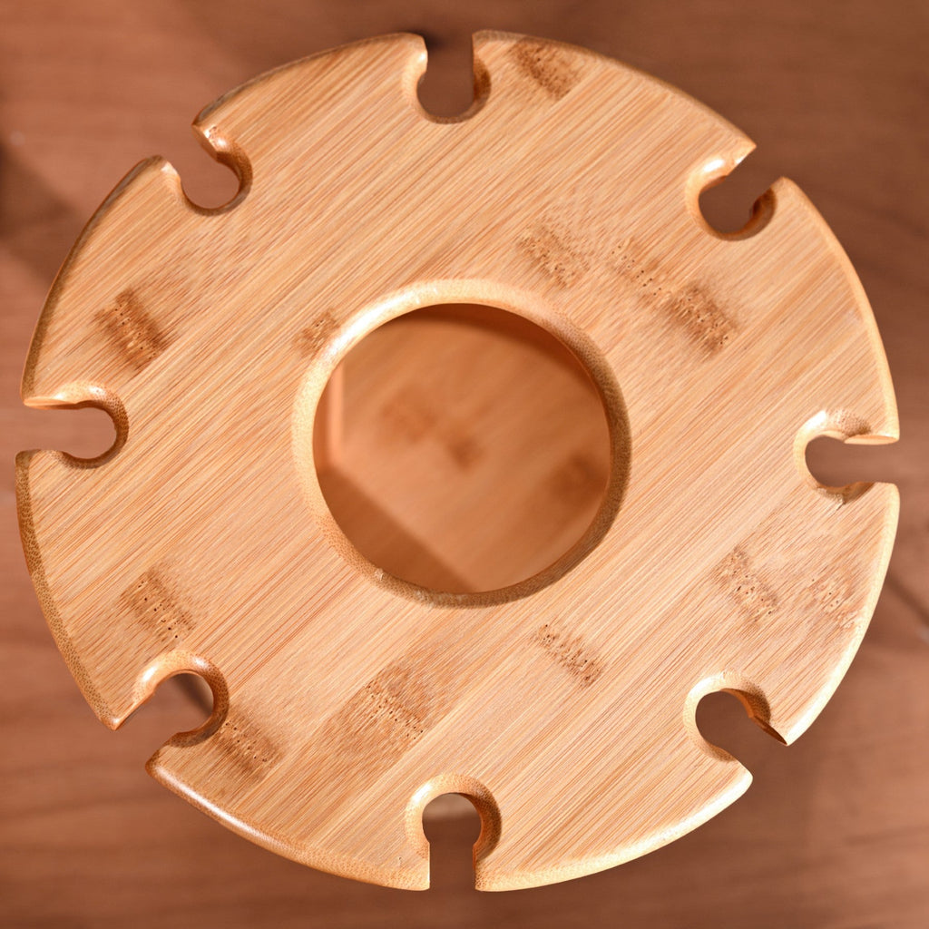 Mod Round Wooden Wine Bottle And Glass Holder Nestasia