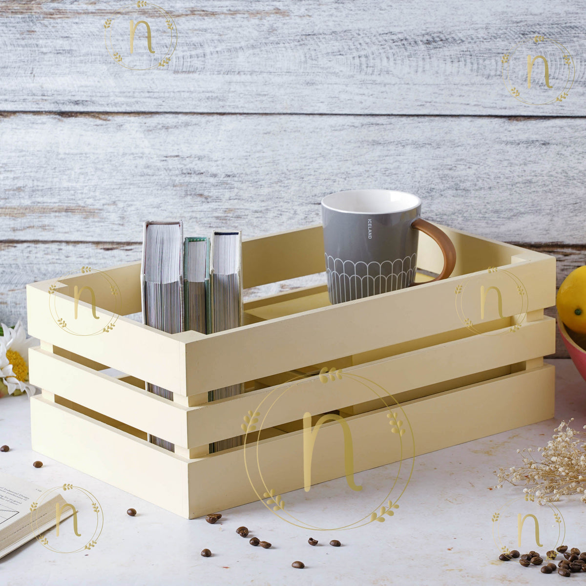 White Wooden Storage Crate Nestasia