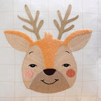 Woodland Deer Embroidered Cotton Kids Cushion Cover 42x42cm Nestasia