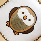 Woodland Owl Embroidered Cushion Cover With Tassels 42x42cm Nestasia