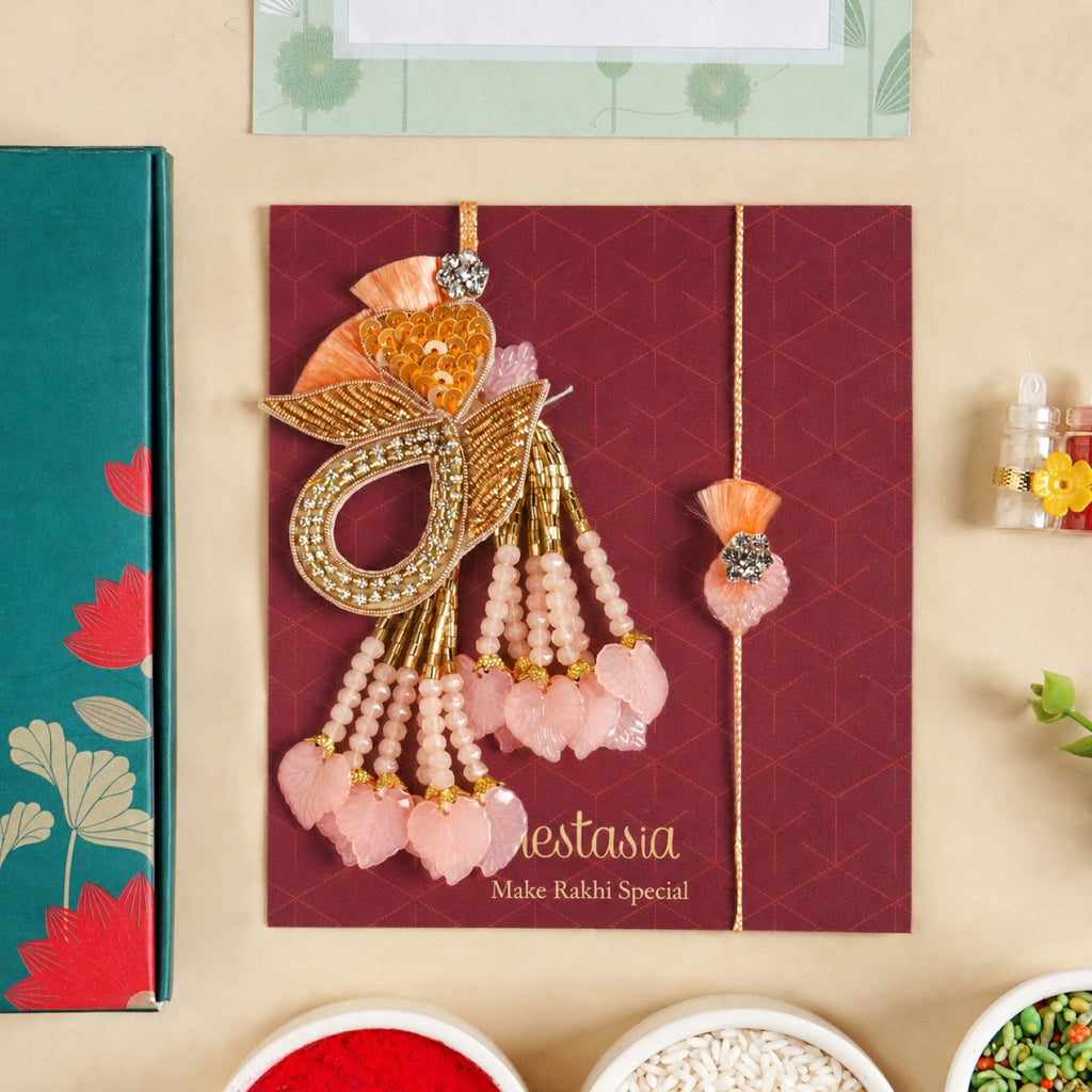 Peach Radiance Rakhi Lumba Set Nestasia