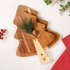 Wooden Tree Platter With Pinecone Embellishment Set Of 2 Nestasia