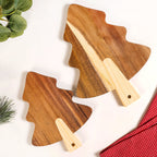 Wooden Tree Platter With Pinecone Embellishment Set Of 2 Nestasia