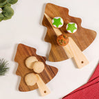 Wooden Tree Platter With Pinecone Embellishment Set Of 2 Nestasia