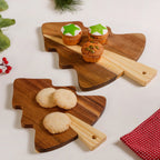 Wooden Tree Platter With Pinecone Embellishment Set Of 2 Nestasia