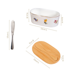 Floral Ceramic Butter Dish With Lid And Knife Nestasia