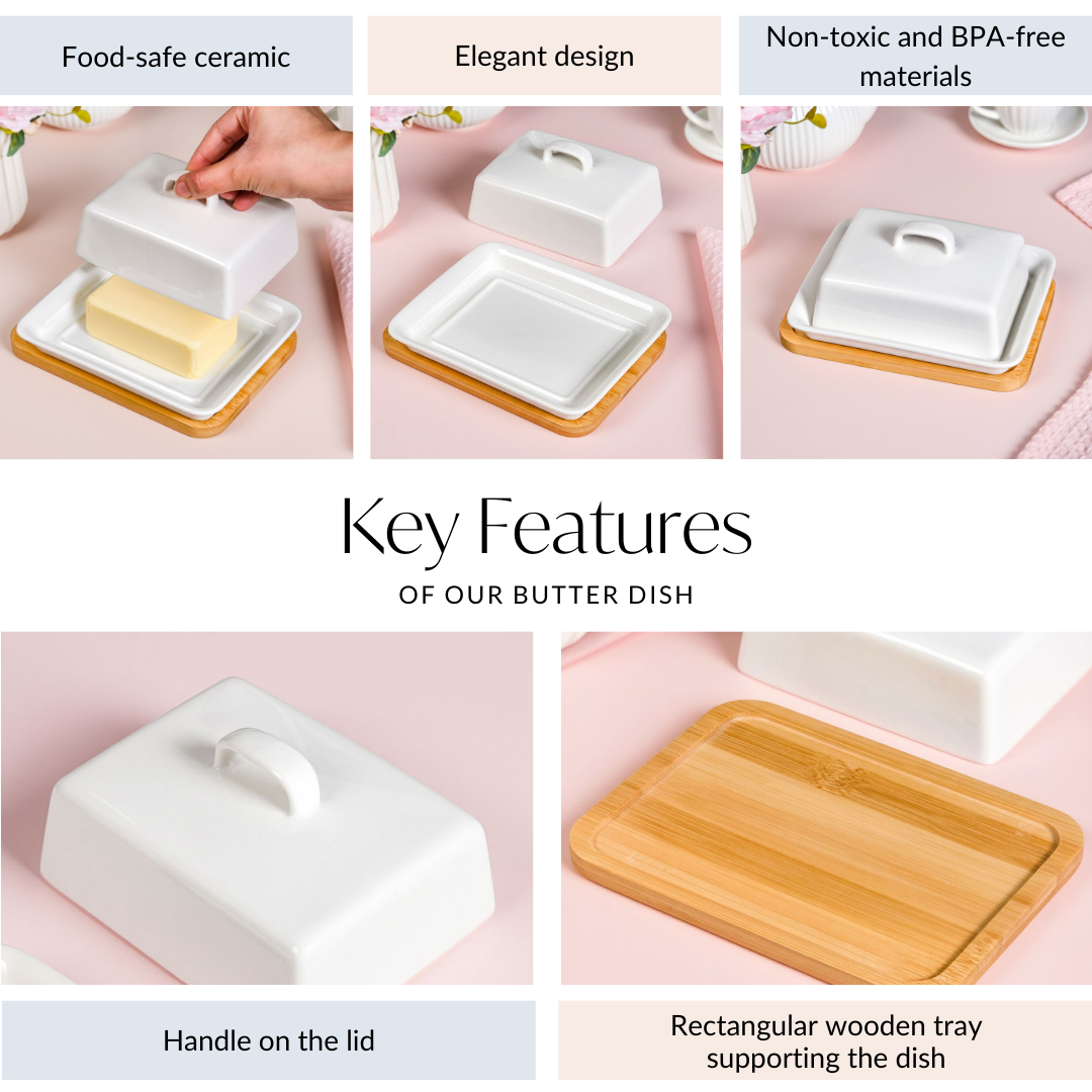 Ceramic Butter Dish With Lid And Tray Nestasia