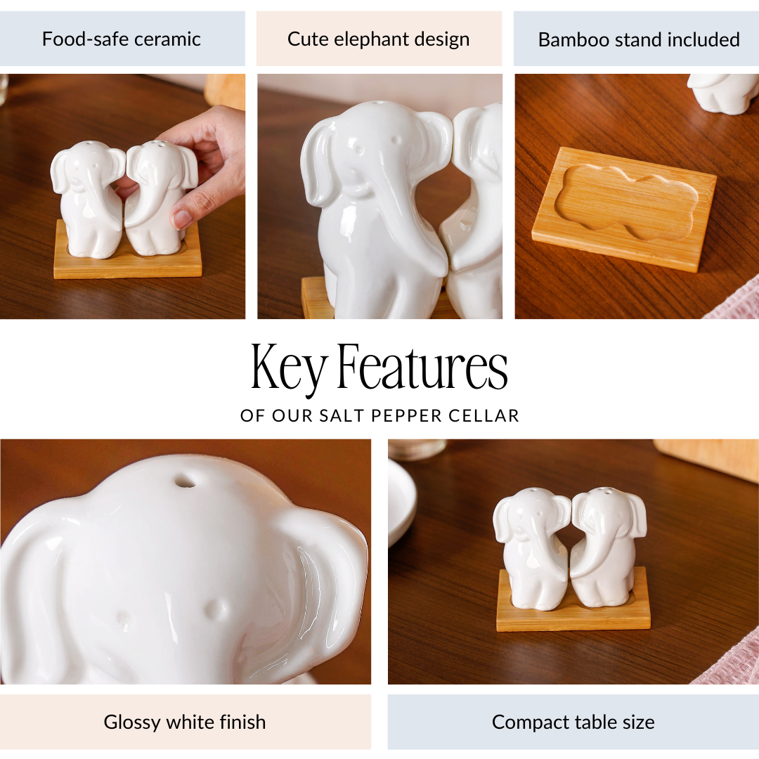 Elephant Salt And Pepper Shakers With Stand Nestasia