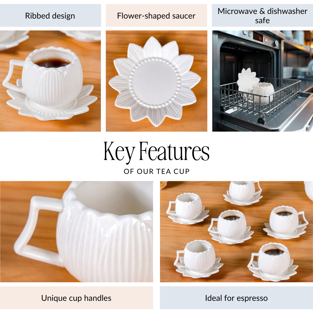 White Bloom Espresso Set Of 6 100ml Nestasia