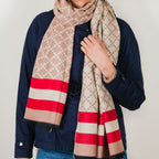 Ribbed And Striped Scarf For Women Nestasia