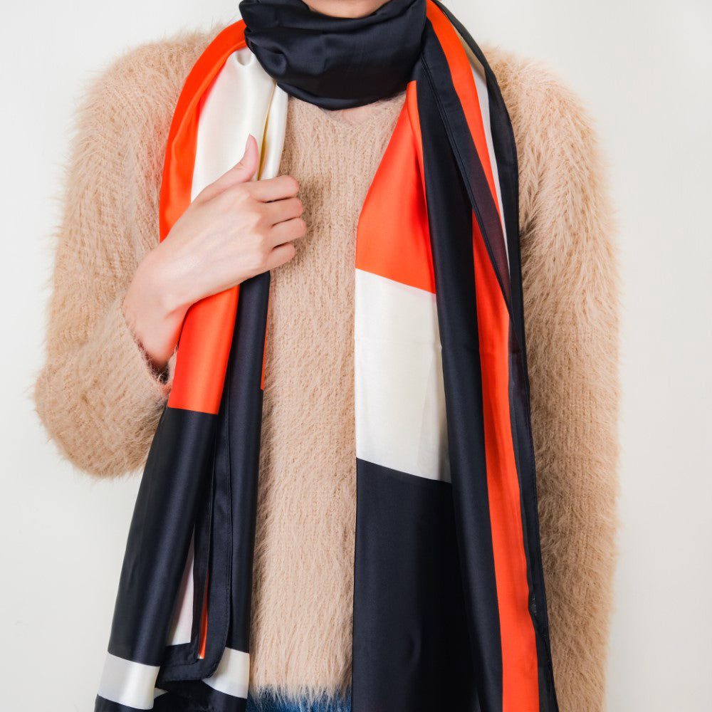 Glam Colour Block Neck Scarf Nestasia