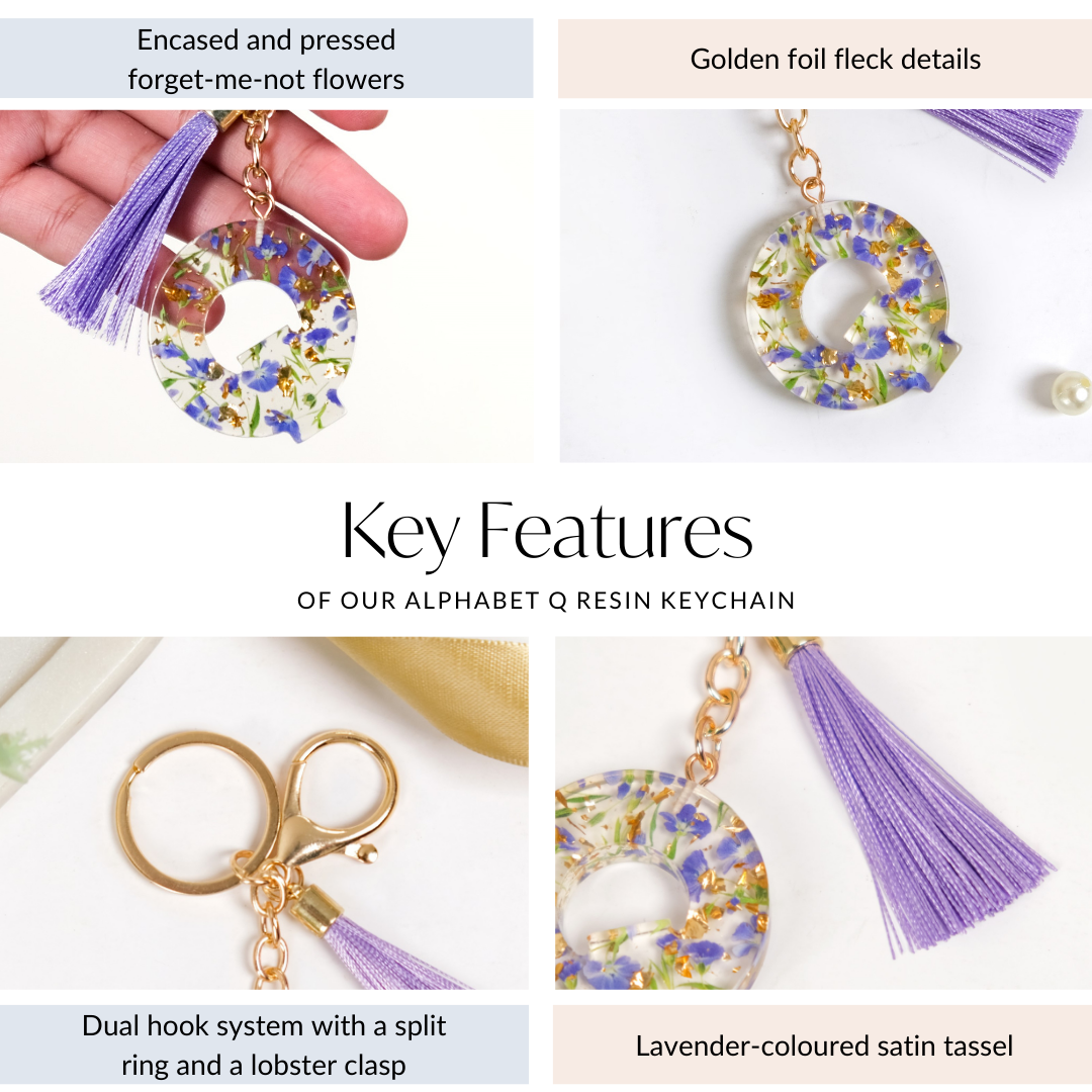 Blossom And Bloom Letter Q Cute Keychain Nestasia