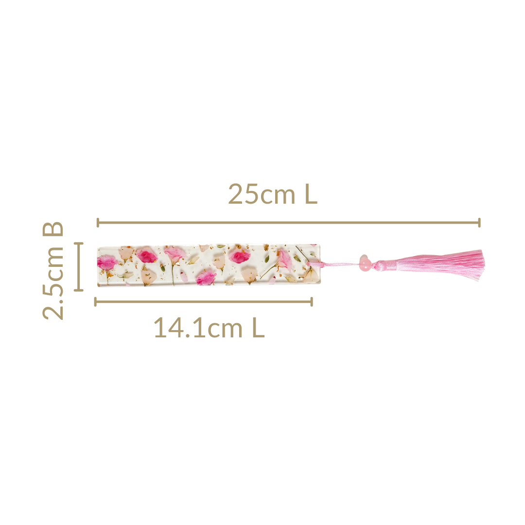 Garden Rose Resin Page Marker With Pink Tassel Nestasia