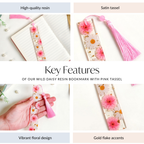 Wild Daisy Resin Bookmark With Pink Tassel Nestasia