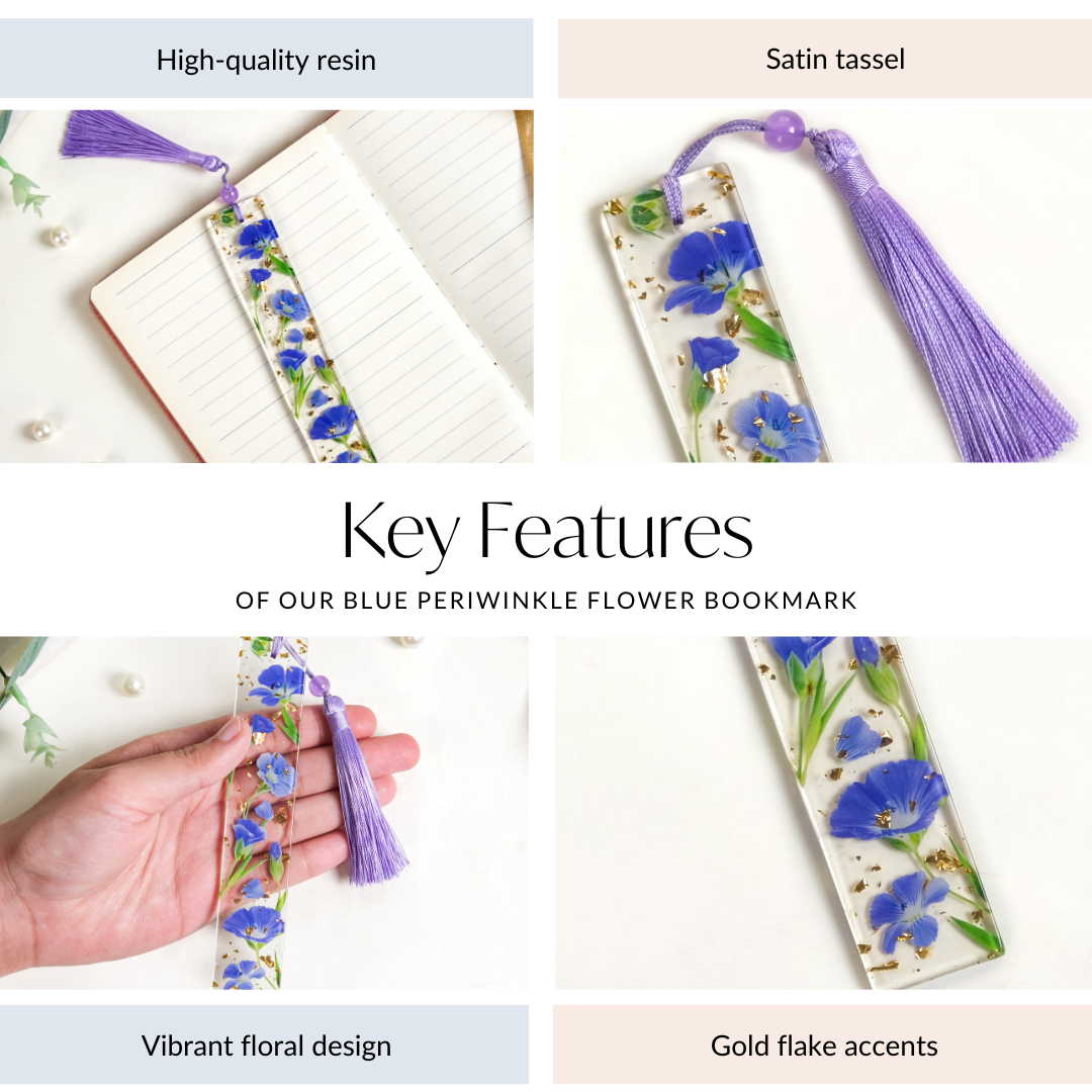 Blue Periwinkle Flower Bookmark Nestasia