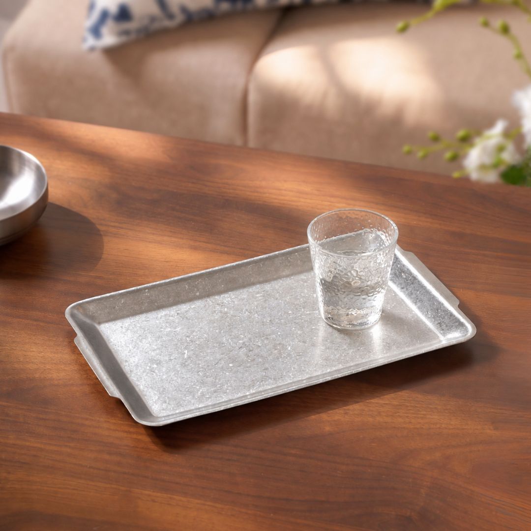 Matte Steel Snack Serving Tray Medium 26x15cm Nestasia