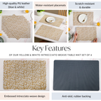Yellow And White Intrecciato Weave Rectangular Table Mat Set Of 6 Nestasia