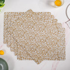 Yellow And White Intrecciato Weave Rectangular Table Mat Set Of 6 Nestasia