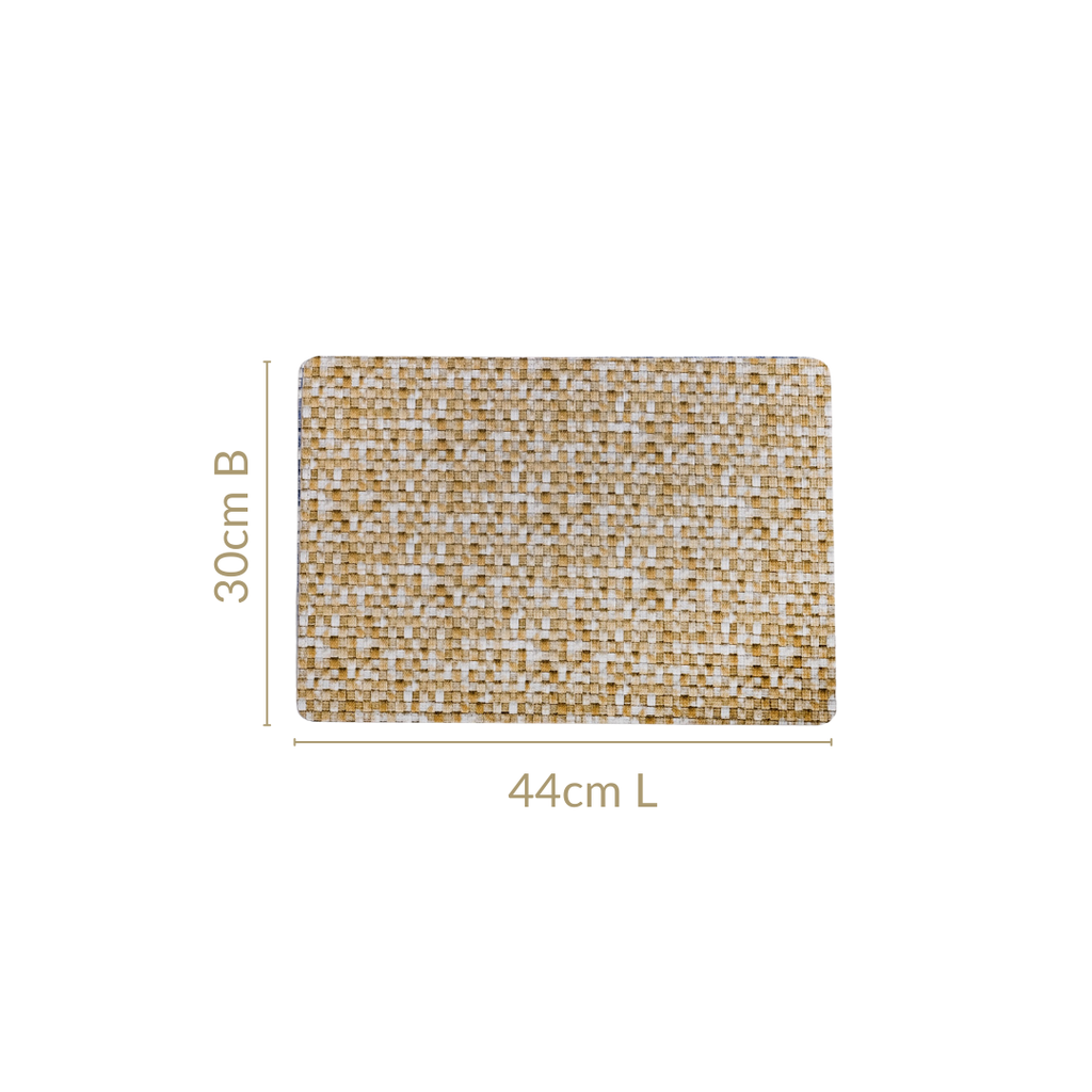 Yellow And White Intrecciato Weave Rectangular Table Mat Set Of 6 Nestasia
