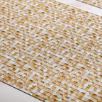 Yellow And White Intrecciato Weave Rectangular Table Mat Set Of 6 Nestasia