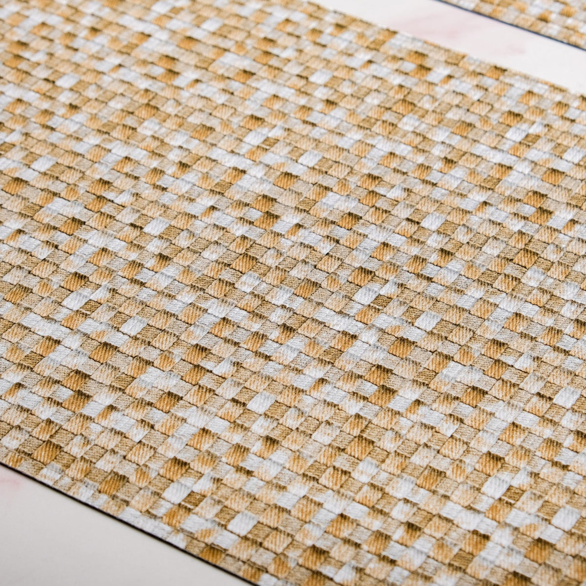 Yellow And White Intrecciato Weave Rectangular Table Mat Set Of 6 Nestasia