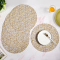 Yellow And White Intrecciato Weave Round Table Mat Set Of 6 Nestasia