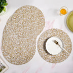 Yellow And White Intrecciato Weave Round Table Mat Set Of 6 Nestasia