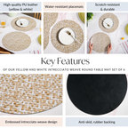Yellow And White Intrecciato Weave Round Table Mat Set Of 6 Nestasia