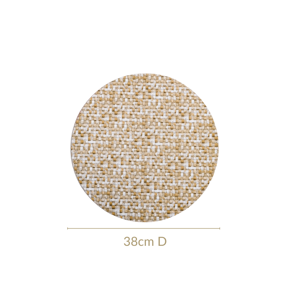 Yellow And White Intrecciato Weave Round Table Mat Set Of 6 Nestasia