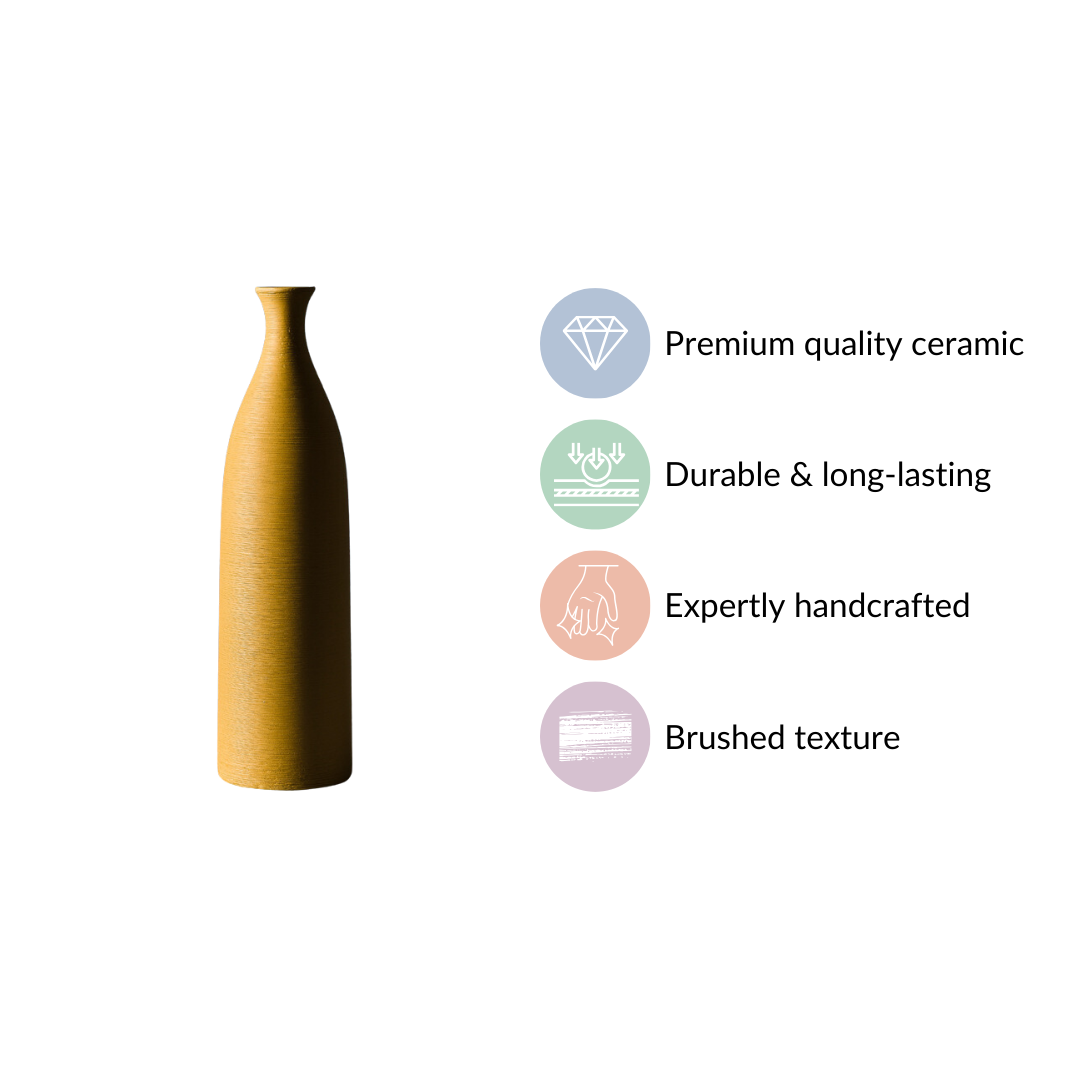 Yellow Textured Ceramic Vase Nestasia