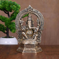 Brass Sitting Ganesha On Throne Idol (9.5 Inch) Vedansh Craft