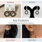 Black On Gold Dangling Earrings Nestasia