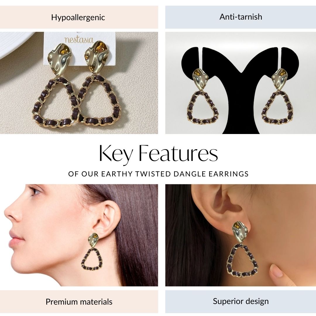 Hammered Dangle Earrings Nestasia