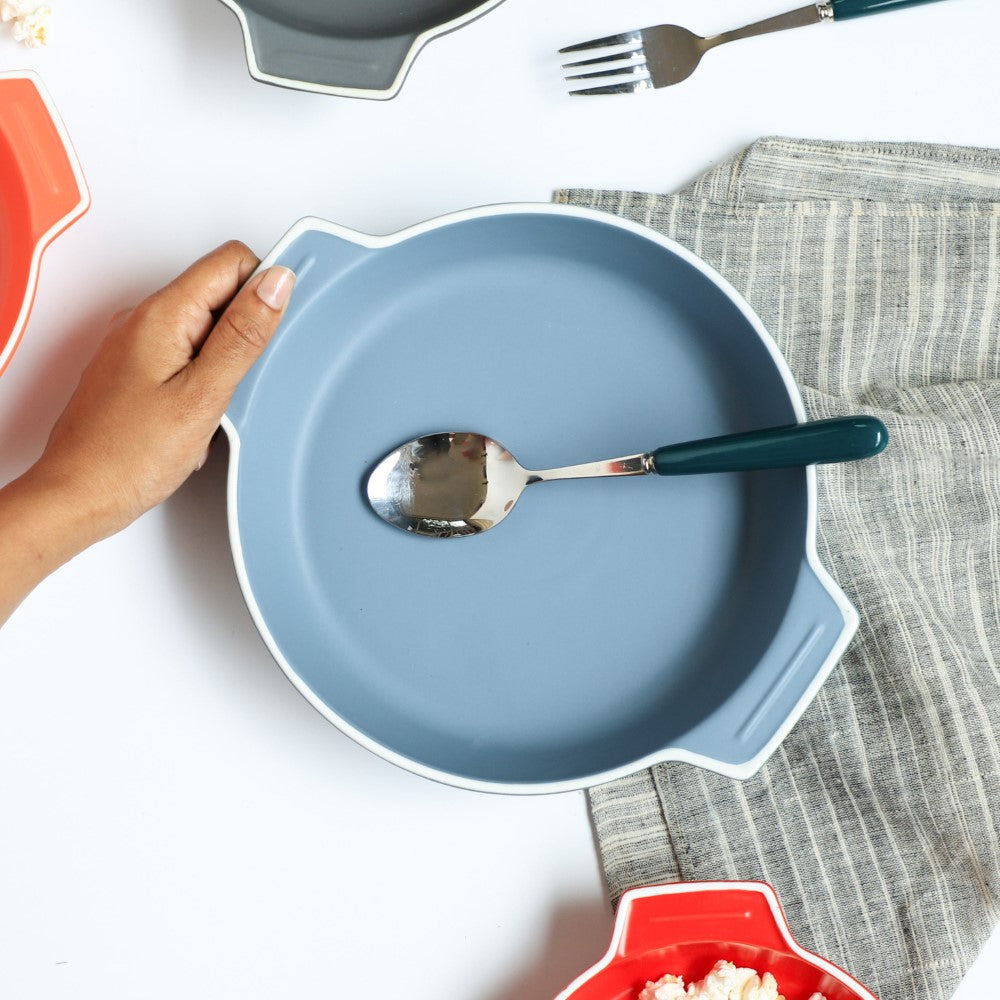 Ceramic Baking Pot Blue Large 700ml Nestasia