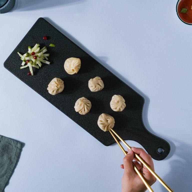 Black Long Serving Platter With Handle Nestasia