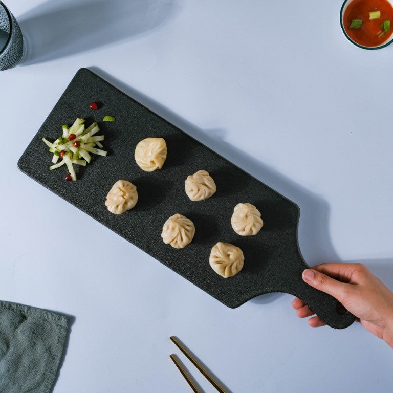 Black Long Serving Platter With Handle Nestasia