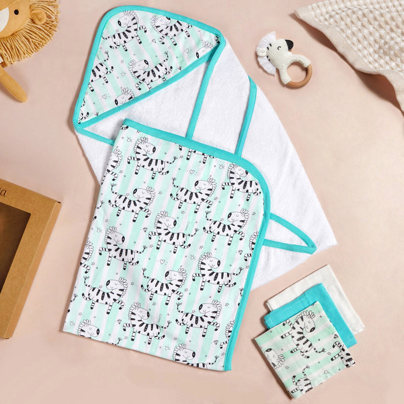 Zebra Baby Hamper With Swaddle Towel Napkin Rattle Set Of 6 Nestasia