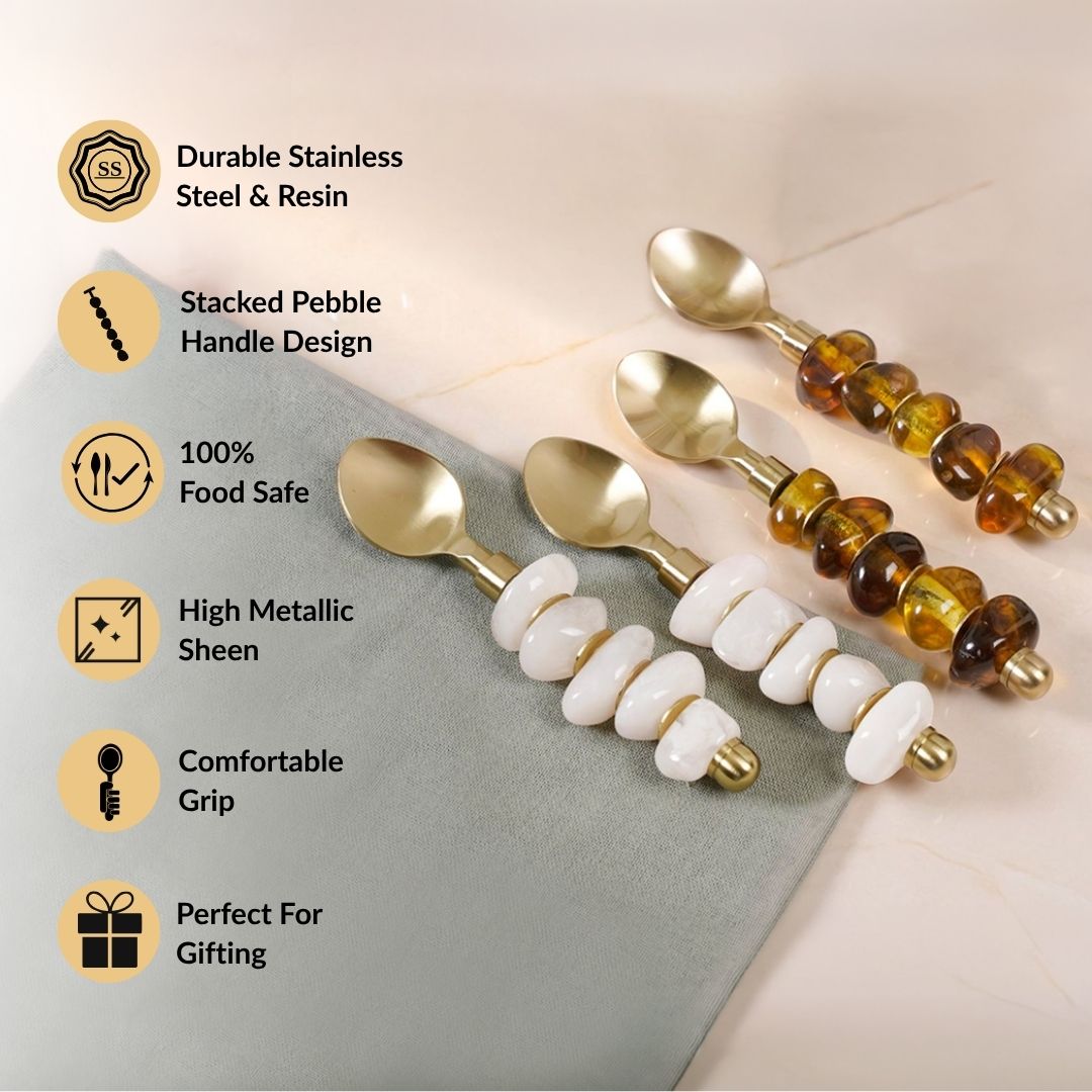 Zen Pebble Dessert Spoon Set Of 4 Nestasia