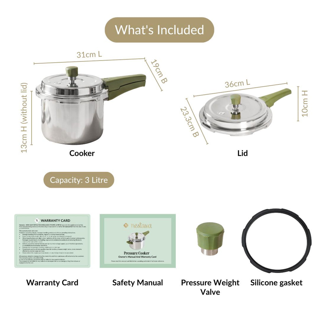 Zesta Induction Safe Triply SS Pressure Cooker 3 Litre With Spill Control Lid Nestasia