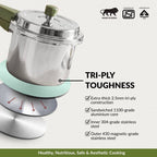Zesta Induction Safe Triply SS Pressure Cooker 3 Litre With Spill Control Lid Nestasia