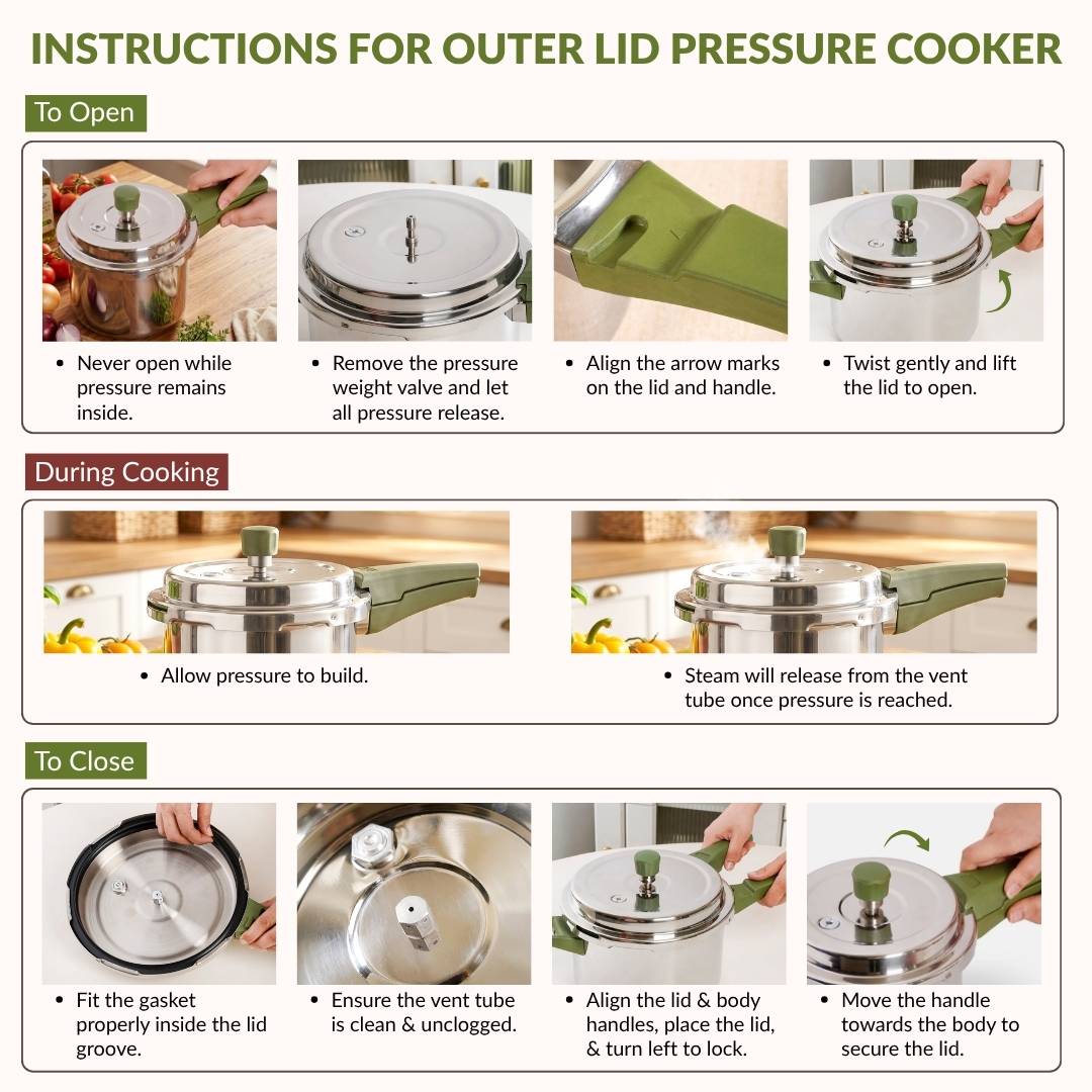 Zesta Induction Safe Triply SS Pressure Cooker 3 Litre With Spill Control Lid Nestasia