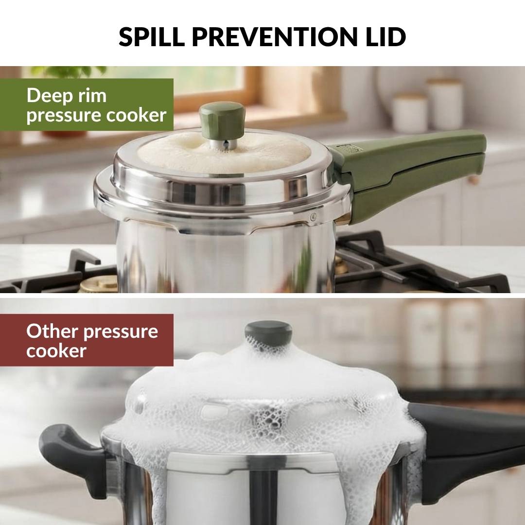 Zesta Induction Safe Triply SS Pressure Cooker 3 Litre With Spill Control Lid Nestasia