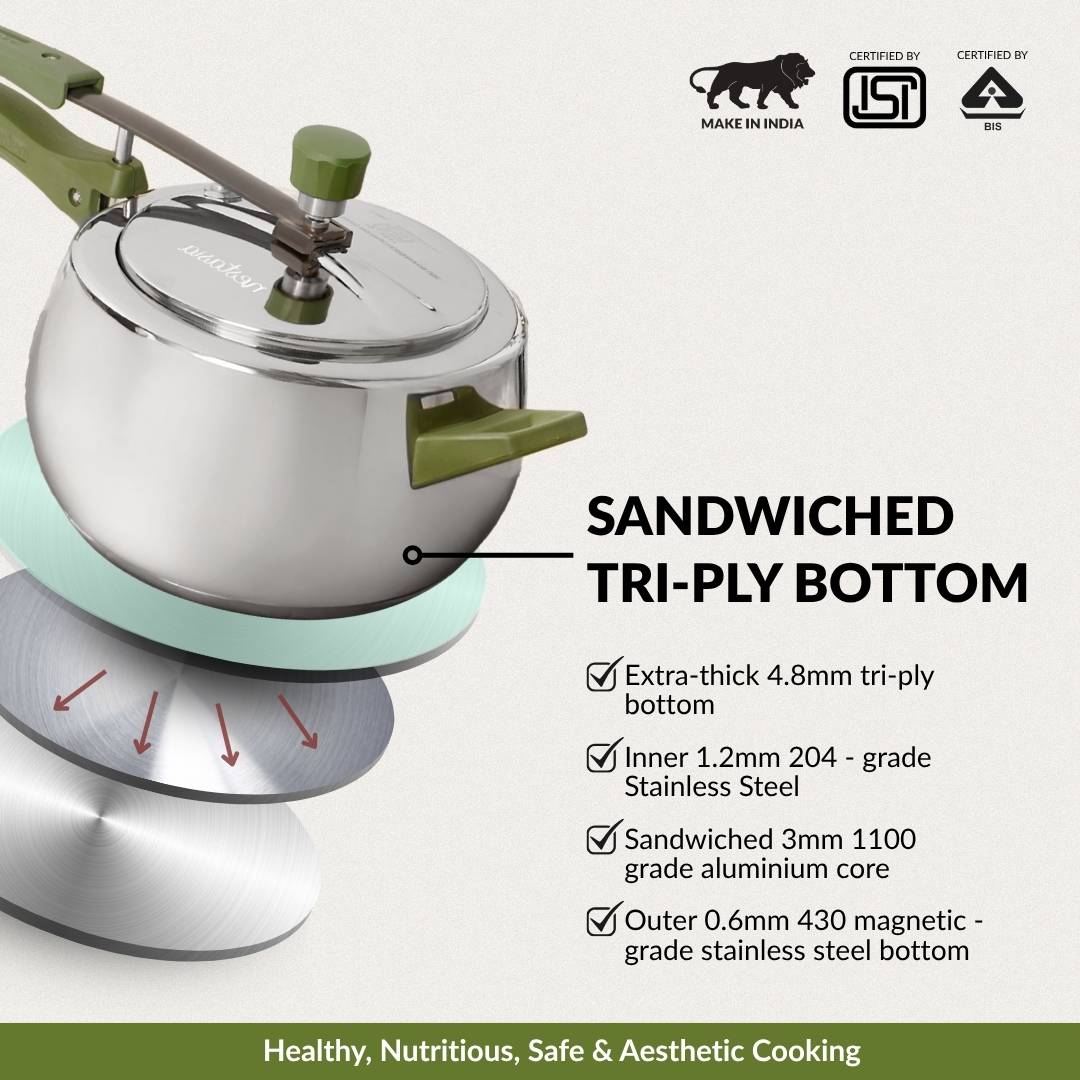Zesta Stainless Steel Induction Bottom Pressure Cooker 5 Litre 10 Y Warranty Nestasia