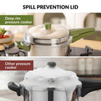 Zesta Triply Stainless Steel Induction Safe Pressure Cooker 5 Litre Spill Safe Lid Nestasia