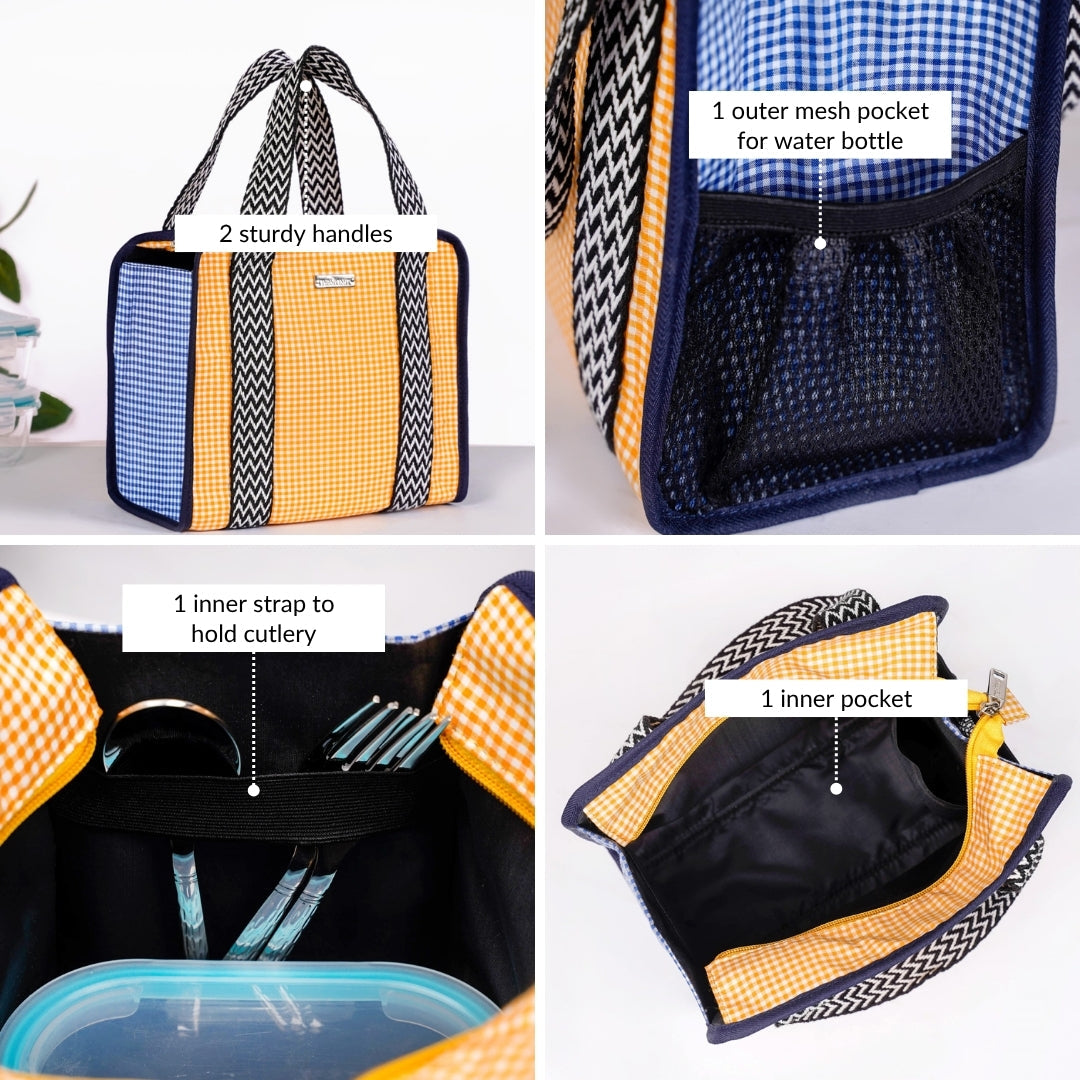 Zesty Checkered Lunch Bag Yellow Nestasia